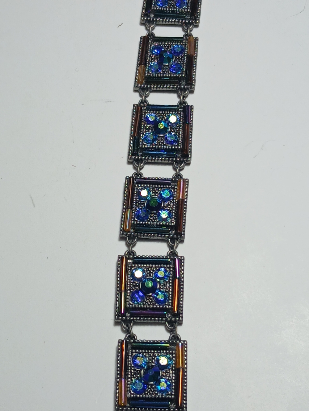 Blue Crystal Square Link Choker - Picture 2 of 4